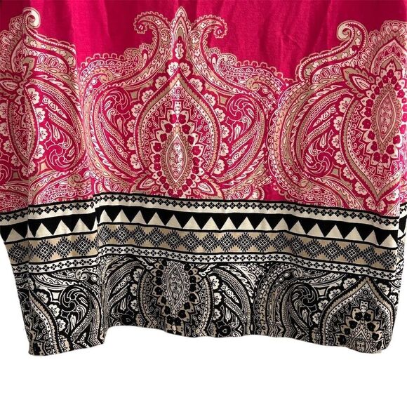 Chico's Women's Pink Damask Tunic Blouse Size 2 Short Sleeve Casual - Picture 4 of 11